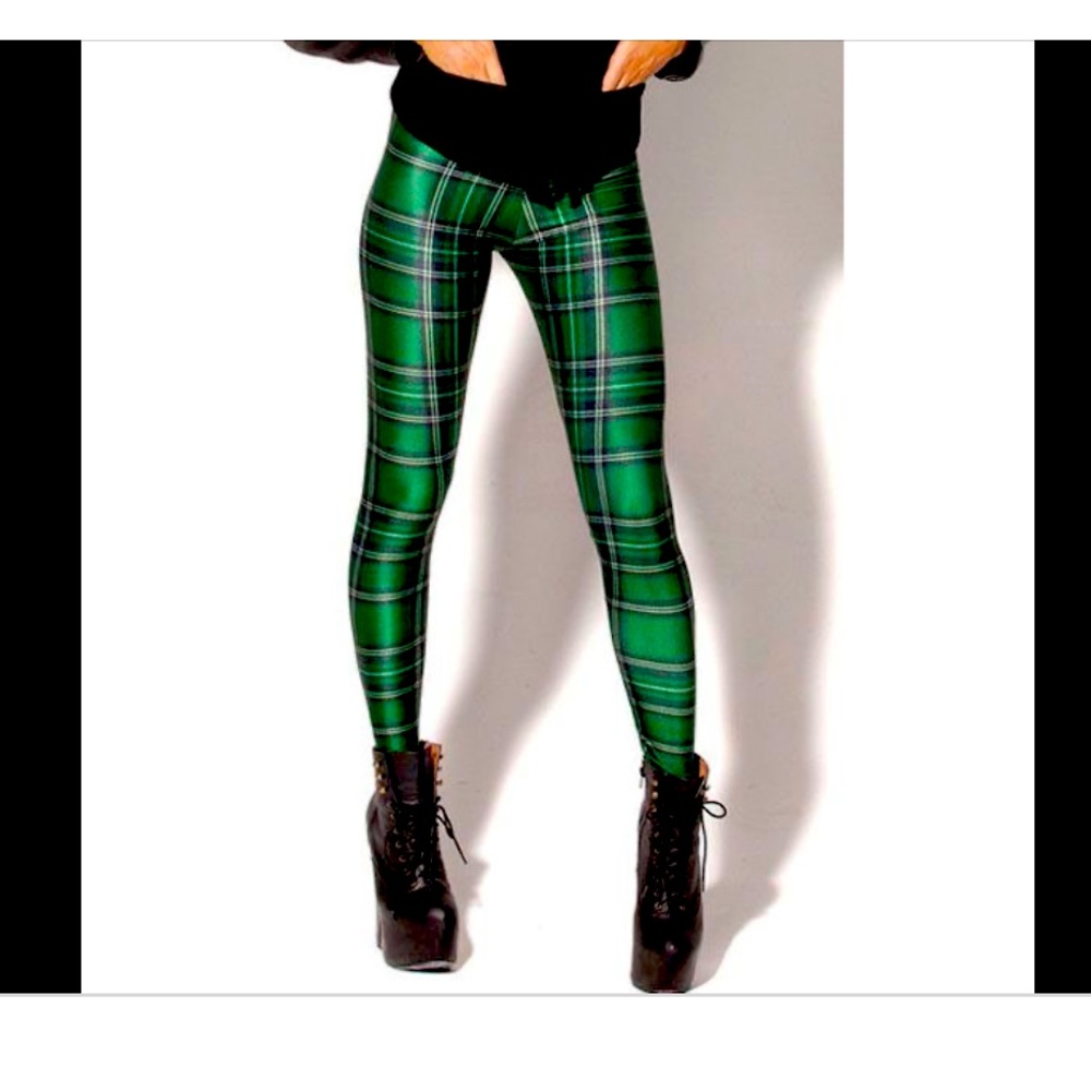 Blackmilk green tartan leggings, XL